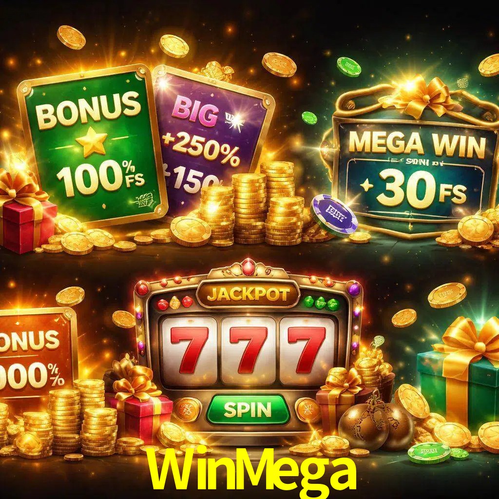 Tipos de bonos WinMega incluyendo recompensas de bienvenida y promociones continuas