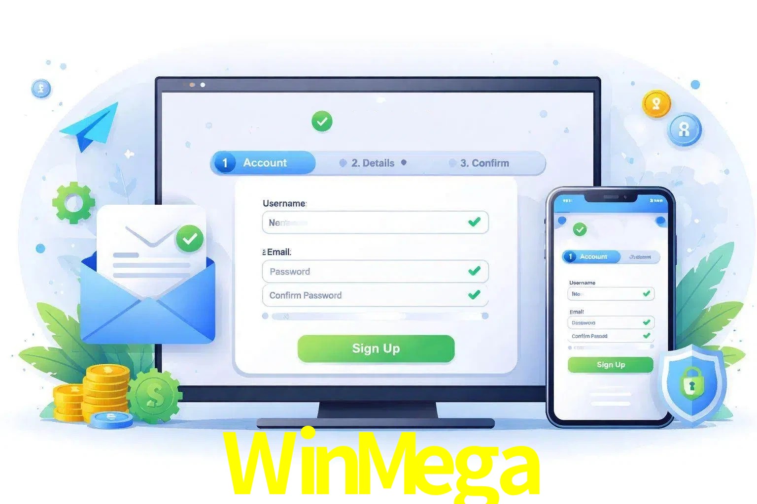 Registro de nuevo usuario y configuración de cuenta WinMega
